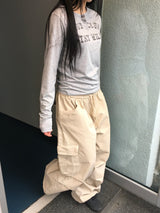 パンプキンワイドピンタックカーゴパンツ (4c)