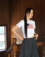 Ktin American Flag Patch Lace Short-Sleeved T-Shirt