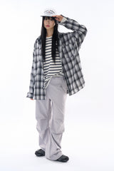 Autumn vintage loose check shirt