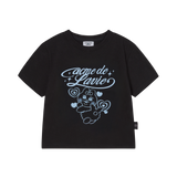 25SS ウーマンオパンチュウサギクロップ半袖Tシャツ ブラック