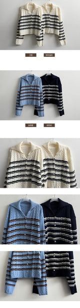 Bante  Sailor Collar Knitwear Cardigan