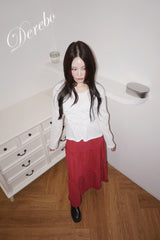Beagle accentuated shirring frill long-sleeved shirt