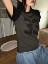 Sec 33 プリンティドセミクロップ半袖Tシャツ