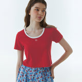 RVSリンガークロップTシャツ レッド