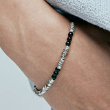 black & antique silver beads bracelet