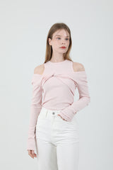 Layered Twist T-shirt Sleeveless Set Pink