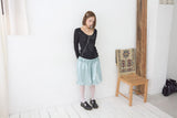 Crinkle Vintage Deep U-Neck Long Sleeve Top
