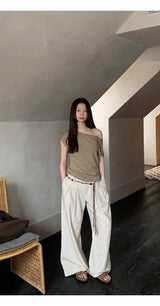 Khaki Collection オーバーサイズショルダー 半袖Tシャツ