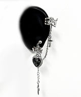 Black Heart Lock Earrings&Ear Cuffs 1PC