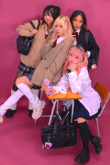 leather square school bag