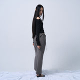 FOLDING WAIST BAND MAXI SKIRT (CHARCOAL KHAKI)