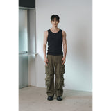 Signature leather cargo pants(Khaki)