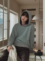 Trimming Mohair Hood Layer Knit