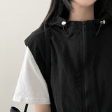Long Pup Big Hooded Anorak String Hooded Windbreaker Vest Zip-up