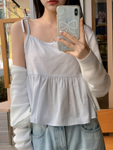 Stripe Flare Sleeveless Blouse (3color)