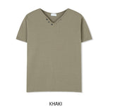 ヴェール ボタン Vネック ショートスリーブ Tシャツ