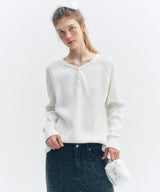 BUTTON BOXY WAFFLE T-SHIRT_TT5S214