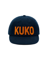 KUKO ロゴ6パネルキャップ_ネイビーオレンジ