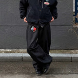 wide non-faded denim pants