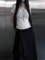 mock neck shirring short sleeve (3color)