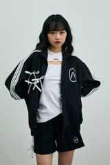 RIBBON JERSEY TRACK SHORTS PANTS / NAVY