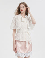 [PRE-FALL] [ATELIER] ミア フローラルレース ケープ ダブルボタンジャケット アイボリー