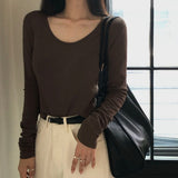 [BELLIDE MADE] Brin, slim U-neck long-sleeved T-shirt