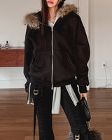 Rico Brushed Fur Two Way Hood Zip-Up
