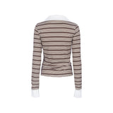 SHIRT LAYERED STRIPE TOP_Brown
