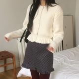 Benson waffle frill knit cardigan