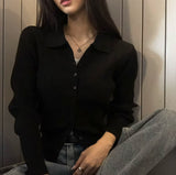 [BELLIDE MADE] Vivid, collar neck rib knit cardigan