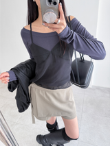 layer buckle skirt pants (2color)