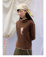 UnsocialNight春夏新作オリジナルデザインかわいいプリント二色フード付きTシャツ