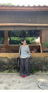 Check Detail Wide Slacks Pants