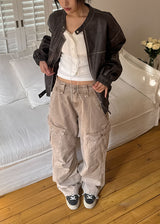 NON COLLAR LEATHER JACKET