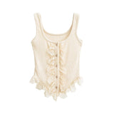 Brina Lace Ruffle Button Top