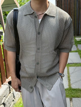 Port punching collar cardigan