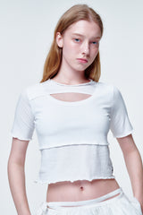 Cross cut top White