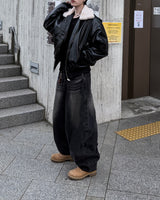 ドットヘビーブラッシュドバルーンデニムパンツ