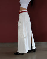 cargo pocket open long skirt