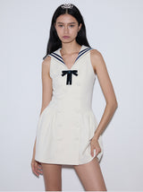 rirri 2025 Spring-Summer セーラーカラースリムフィットボウウエストドレス