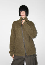 DIAGONAL HIGH-NECK ZIP-UP
