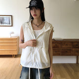 Vasen nylon rivet windbreaker hooded vest
