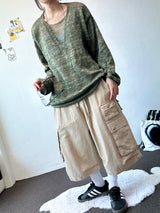 Nidi Multi Pocket Cotton Cargo Bermuda Shorts 3color