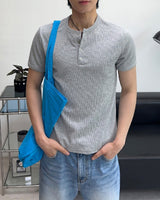 ローデンスリムリブヘンリーネック半袖Tシャツ