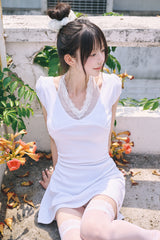 [MADE] Roena Halter-Neck Lace Mini Dress