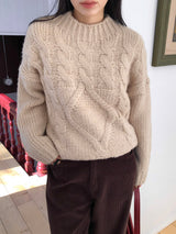 [MADE] MUHR ハイネックケーブルニット