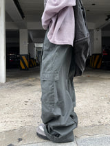 Ehren Charcoal Pintuck Wide Cargo Pants