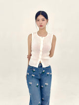 DAISY EMBROIDERED BLUE DENIM PANTS code 25000