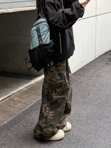 camo hip patch wide pants